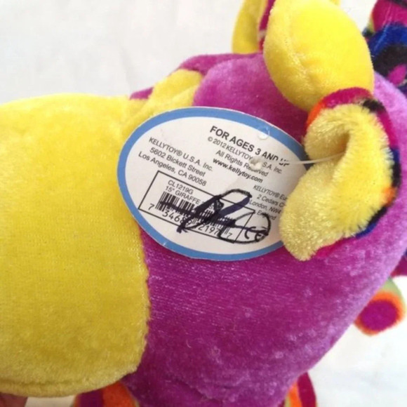 Animal Pals Monkey Plush Stuffed Animal Purple Yellow Soft Huggable Holiday Kids - Picture 10 of 10